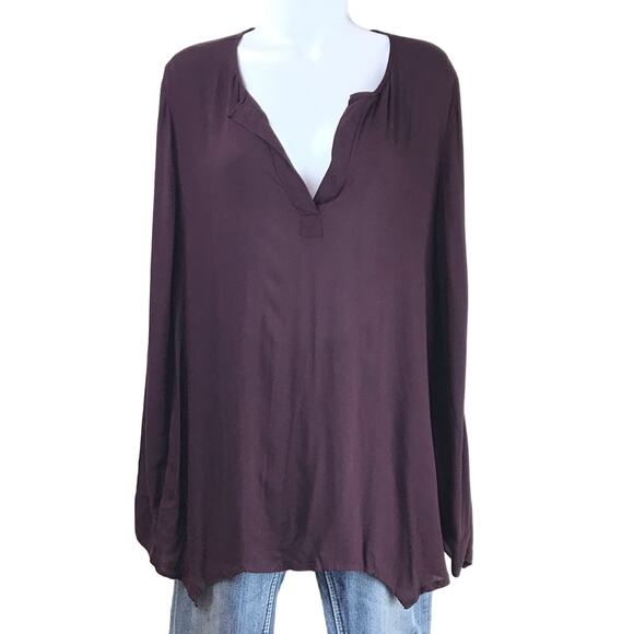 Cloth & Stone Anthropologie Split Neck Top M - Picture 1 of 7